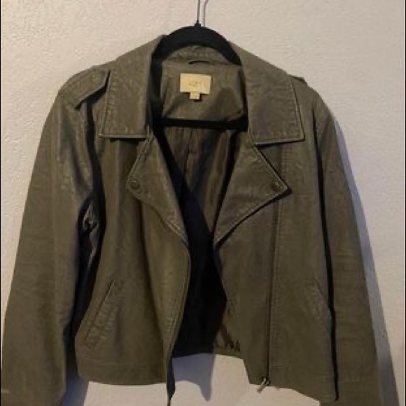 Size 10 Loft faux leather grey jacket - Picture 3 of 3